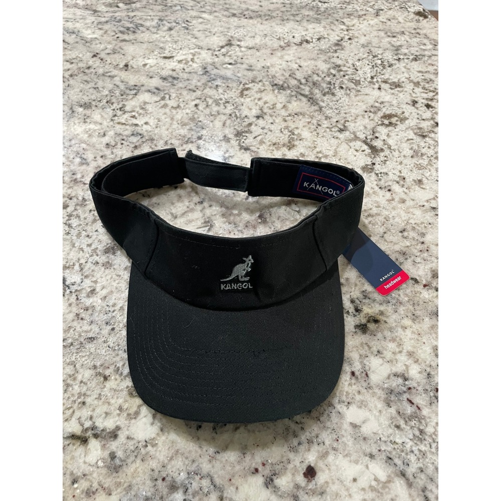 Kangol Cotton Twill Visor Black Adjustable Logo Sun Hat 8898BC02 NWT